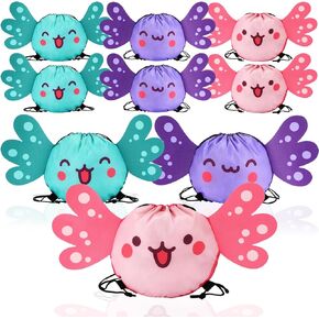 Sweetude 12 Pcs Axolotl Party Favors Drawstring Bags Bulk 15 x 10 Inch Axolotl Gift Goodie Bags Cute Animals Treat Candy Backpacks for Amphibians Themed Birthday Baby Shower Party Supplies