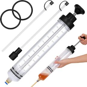 Gisafai 500CC Automotive Fluid Extractor Pump 500CC Fluid Extractor Manual Fluid Extractor Oil Extractor Pump Syringe Pump for Gasoline Hand Cleaner for Power Steering, Hydraulic Fluid (Black)