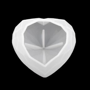 Multi Faced Diamond Surface Heart Shaped Epoxy Mold Resin Casting Silicone Mold for DIY Crafts Making & Home Decor, 3.5" x 3.5" x 2.3"