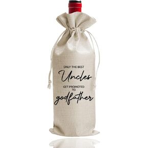 DOI-LANEE Only the Best Uncles Promoted to Godfather, Godparent Proposal Gift Wine Bag, Friends Godparents Godfather Proposal Wine Bag, Gifts for Baptism