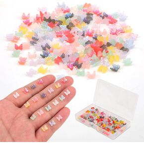 200pcs Mini Butterflies, Tiny Resin Butterflies Small Butterfly Figurines Micro Resin Butterflies for Dream Garden Doll House Miniature Landscape Decoration(Random Color)