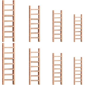 Bestonzon 8pcs Mini Wooden Step Ladder ، 1: 12 Miniature Sadder Simulation Sadder Model