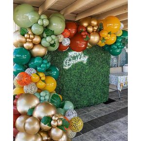 138pcs Safari Jungle Balloon Garland Arch Kit with Sage Green Brown Baloons print for Kids Jungle Safari Shower Wild One Birthday Party Decorations (Green)