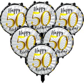 البالونات 60 عيد ميلاد ، 18 بوصة بالون أسود وذهبي هيليوم رقائق البالون ، 6pcs البالونات عيد ميلاد سعيد 60