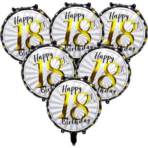 البالونات 60 عيد ميلاد ، 18 بوصة بالون أسود وذهبي هيليوم رقائق البالون ، 6pcs البالونات عيد ميلاد سعيد 60 in Kuwait