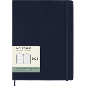 Moleskine Classic 12 Months 2026 Weekly Planner ، Hard Cover ، XL (7.5 "× 9.75") ، Sapphire Blue ، 144 صفحة