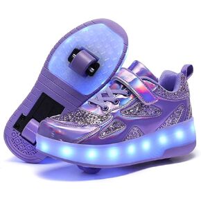 Wooowyet LED Roller Skate Shoes for Kids Boys Girls Up Fashion Sneakers عجلات بعجل