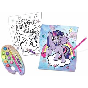 Toys Toys USA Ltd Kit Parkling Watercolor Pony Pony Kit - 10 ملصقات ، 8 ألوان وميض ، تلوين فرشاة وشمع - مجموعة فن الأطفال مع لهجات رقائق معدنية