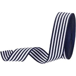 PATIKIL 1" Navy and White Striped Grosgrain Ribbon, 10 Yard Polyester Fabric Stripe Craft Ribbon Double Faced Design for Bow Gift Wrapping DIY Making Christmas Decorations