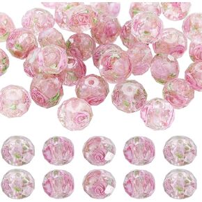 Sunnyclue 1 Box 40pcs 9 ~ 10mm Gold Sand Sand Lampwork Beads Bulk Lampwork Lampwing Bead Handmade Rose Rose Floral Floral Rights Lampwork Beads للأسوار
