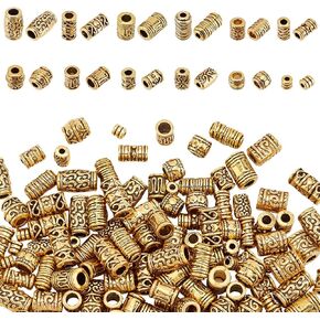 PH Pandahall 120pcs 12 نمط الفواصل الذهبية برميل العمود أنبوب الفواصل حبات الفواصل المعدنية العتيقة حبات سبيكة التبتية للأساور لمجوهرات قلادة صنع 4 ~ 12mm