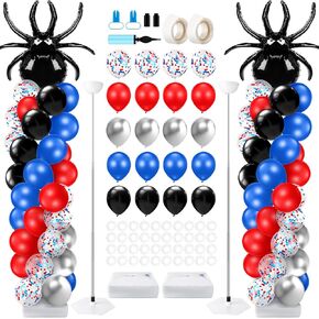 Kasyat 2 Sets Princess Party Balloon Column Stand Kit with 2 Crown Foil Balloons 100 Latex Balloons, Adjustable Stands Pink and Gold Balloon Stand Kit for Baby Shower Birthday Party Supplies