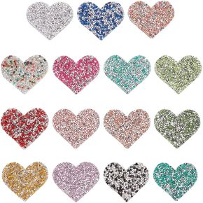 Love Heart Rhinestone Iron on Patches 15 pcs ملونة بلورية راينستون الحب الحديد على الإصلاحات التي يتم تصحيحها DIY Craft Craft for the stirt cloth stack stack stack stack stack