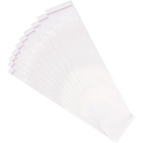 uxcell 100Pcs Clear Cello Bags, 4" x 12" Plastic Self Sealing OPP Cello Treat Bags Cello Poly Bags for Packing Cookies Candy Jewelry Gifts, Clear
