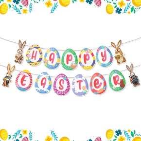 زخارف راية عيد الفصح سعيد الأرنب أرنب عيد الفصح لافتة عيد الفصح زخارف بانر بانر باني ديكور عيد الفصح لصالح مدرسة الوشاح في الهواء الطلق في الهواء الطلق إمدادات الحفلات