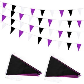 100 قدم 60 PCS أخضر أبيض وأسود راية العلم لافتة العلم معلقة المثلث DIY العلم ، دبالي البونتينج للافتتاح الكبير ، عيد ميلاد ، حفل زفاف (أخضر وايت آند أسود)