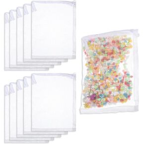 10 PCS Media Bags for Aquarium, Filter Media Bag Aquarium Mesh Bag with Zipper Small Fine Mesh Reusable Transparent for Aquariums Filter Medias Activated Carbon Fresh Saltwater Tanks（10.6" X 5.1")