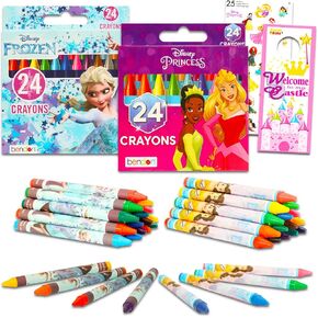 تلوين ديزني الأميرة - مجموعة Disney Frozen Crayon Set تشمل 48 تلوينًا يضم Princesses و Disney Frozen ، ملصقات ، المزيد | مجموعة فن الأميرة ديزني