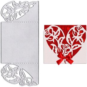 ALIBBON 3D Flower Greeting Card Die Cuts for Card Making, Flower Border Cutting Dies Metal Template Molds, Rose Card Dies for Crafting DIY Photo Album Embossing Scrapbooking Supplies