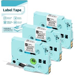 Fabric Tape for D210S H1100 D480BT P780BT P3200 Label Maker Replacement for Brother Iron-on Clothing Label Tape TZe-FA231 12mm 0.47" White Compatible with Brother PT-D210 H110 D220 D410 Labeler
