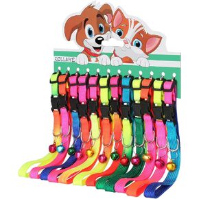 طوق الكلب Cat Hypeety مخصصة قوس قزح قابلة للتعديل مع جرس 12 Pcs Cat (12pcs/pack)