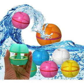 12 Pcs Reusable Water Balloons, Summer Beach Water Toys for Kids and Adults, Magnetic Self-Sealing Donut Shape Water Balls Quick Fill for Summer Outdoor Backyard Pool Fun Party Games Activities