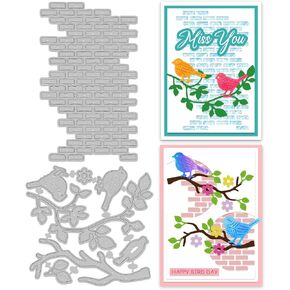 INFUNLY 2PCS Tree Branch Cutting Dies for Card Making Background Wall Metal Die Cuts Birds Tree Cutting Dies Embossing Stencils Templates for DIY Scrapbooking Craft Album Paper Card Decor