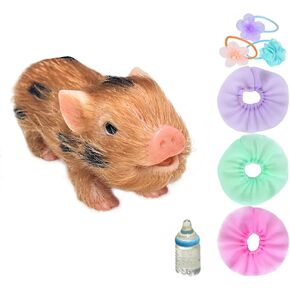 OtardDolls Lifelike Mini Pig Dolls, 5 Inch Full Silicone Soft Reborn Piggy Dolls Mini Realistic Newborn Cute Realistic Real Toddler Pig Toy with Toy Accessories for Happy Birthday, Christmas