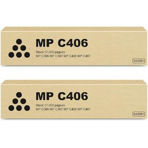 MP C406 Black Toner Cartridge 842091 High Yield Compatible MP C307 Toner Replacement for Ricoh MP C406 Toner Black for Savin MP C406 MP C306 MP C307 MP C407 Printer (2-Pack)