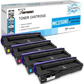 4 ألوان خراطيش حبر متوافقة مع خراطيش طباعة خراطيش M C250 P C300 P C301 C250H C300W السعة العالية 6900 صفحات سوداء و 6300 صفحات CMY لـ RICOH M C250FW ، M C250FWB M C251FW P C300W ، P C301W P