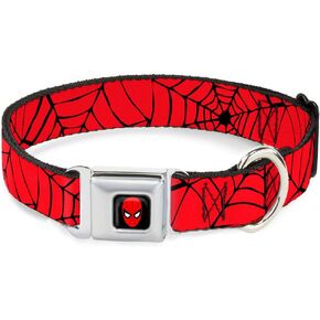 طوق الكلب حزام حزام الأمان في مشبك - SpiderWeb Red/Black - 1 "Wide - Fits 11-17" الرقبة - متوسطة
