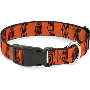 طوق القط المنفصل عن مشبك - خطوط Tigger برتقالية/أسود - 1/2 "عريض - يناسب 8-12" الرقبة - متوسطة
