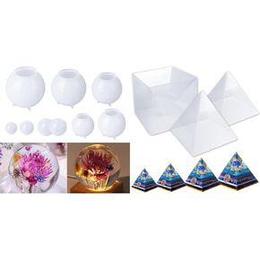 Bundle Set of 9pcs Sphere Molds and Large Pyramid Mold