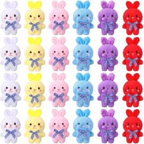 24 PCS Easter Bunny محشوة بالحيوانات الزخمة عيد الفصح أرنب أفخم Mini Rabbit Plush Tiny Ridsies Plushies Dolls للهدية عيد الفصح الحفلات الحفل