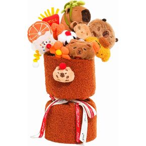 Capybara Plush Flowers Bouquet, Capybara Stuffed Animal, Plush Flower and Kawaii Plushies, Cute Plush Toys, Emotional Support Plush, Girlfriend Gifts, for Women, 14 inch