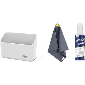 loukin Whiteboard Accessories Bundle | Magnetic and Adhesive Marker Holder(White) + Magnetic Whiteboard Cleaning Cloth & Non-toxic Whiteboard Cleaner (3.4 fl oz)