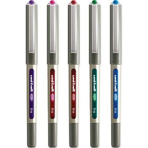 uni-ball UB-157 Eye Rollerball Pen Set - Pack of 5 Swatch Colours (Green, Light Blue, Pink, Orange, Red) UB157