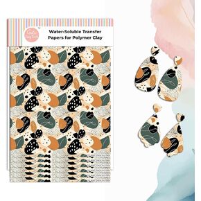 Abstract Clay Transfer Paper - 6 Pcs, Transfer Paper for Polymer Clay, Flower Polymer Clay Transfer Sheet for Jewelry Making (Water-soluble Transfer Papers) TPUS-808