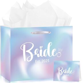 SUNDECO 2025 Bride Gift Bag for Bridal Dame ، المشاركة وحفل الزفاف - يشمل ورق الأنسجة ، بطاقة تحية ، Kraft Envelope - عيد الميلاد ، التغليف لحفلات العازبة