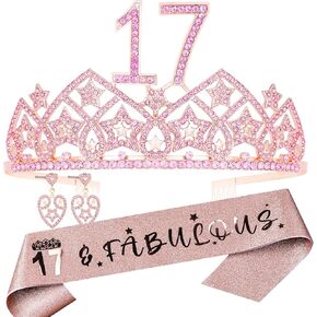 HnoonZ 17th Birthday Gifts for Girls - Crown, Tiara, Decorations