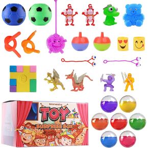 20 pack Party Favors with Cute Squeeze Toys in Gift Box - Mix Fidget Toys in Capsules Prefilled Goodie Bags Squishies Stress Relief Treasure Box Toys for Classroom Pinata Stuffers Easter Eggs