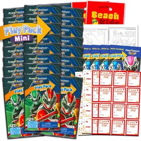 Power Rangers Valentine Day Classroom Bundle - 24 Power Rangers Mini Colling Activity Books for School Valentines Cards ، Stickers | تفضل حفلة الأطفال