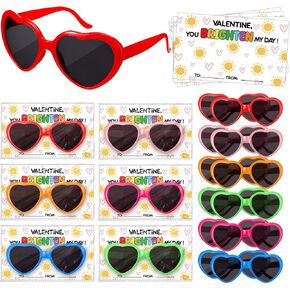 18 PCS Valentine's Friending Gift Gift مجموعة نظارة شمسية على شكل قلب مع البطاقات