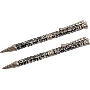 Dicksons Names of Jesus Names Antique Silvertone Metal, Graphic Artwork Inspirational Presentation Card, Retractable Writing Ballpoint Pen, Black Ink, 2-Piece Pack