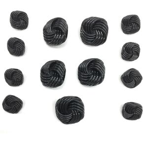 Spiral Black Button Set ~ for Blazer, Suits, Sport Coat, Uniform, Jacket , Dresses 13 Pc. (5 pc 7/8" inch- 21mm & 8pc 5/8" inch-14mm)