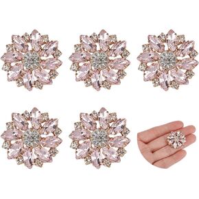 Fingerinspire 6 PCS زهرة سبيكة أزرار شانكون أزرار 1 بوصة أزرار الذهب الذهب البلورية من الحجر الراين مع لون الكريستال 1 حفرة خياطة على أزر