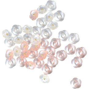 40 PCS زهرة أزرار 11.5 مم زهور أزرار زهرة الخياطة مع شانك لطيف الزر الشفاف الزر لخياطة ملابس الزخرفة يدويًا مصنوعة يدويًا (أبيض ، وردي)