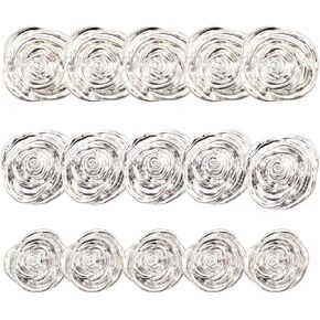 Generic WOSHIMT 15pcs Floral Pattern Alloy Metal Buttons for Dresses, Shirts, DIY Handmade and Accessories Size 22x22mm 19x19mm 16x16mm (Silver)