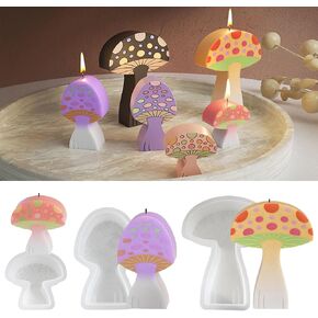 3Pcs Mushroom Silicone Candle Mold 3D Mushroom Making Mold Cute Epoxy Resin Casting Mould DIY Silicone Mold for Crafts Soap Home Decor Handmade Ornament