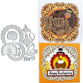 Thanksgiving Turkey Metal Die Cuts, Thanksgiving Turkey Metal Cutting Dies Cut Stencils Card Paper Craft DIY Template Metal Cutting Dies Album Embossing Paper Dies for Card Making Scrapbooking
